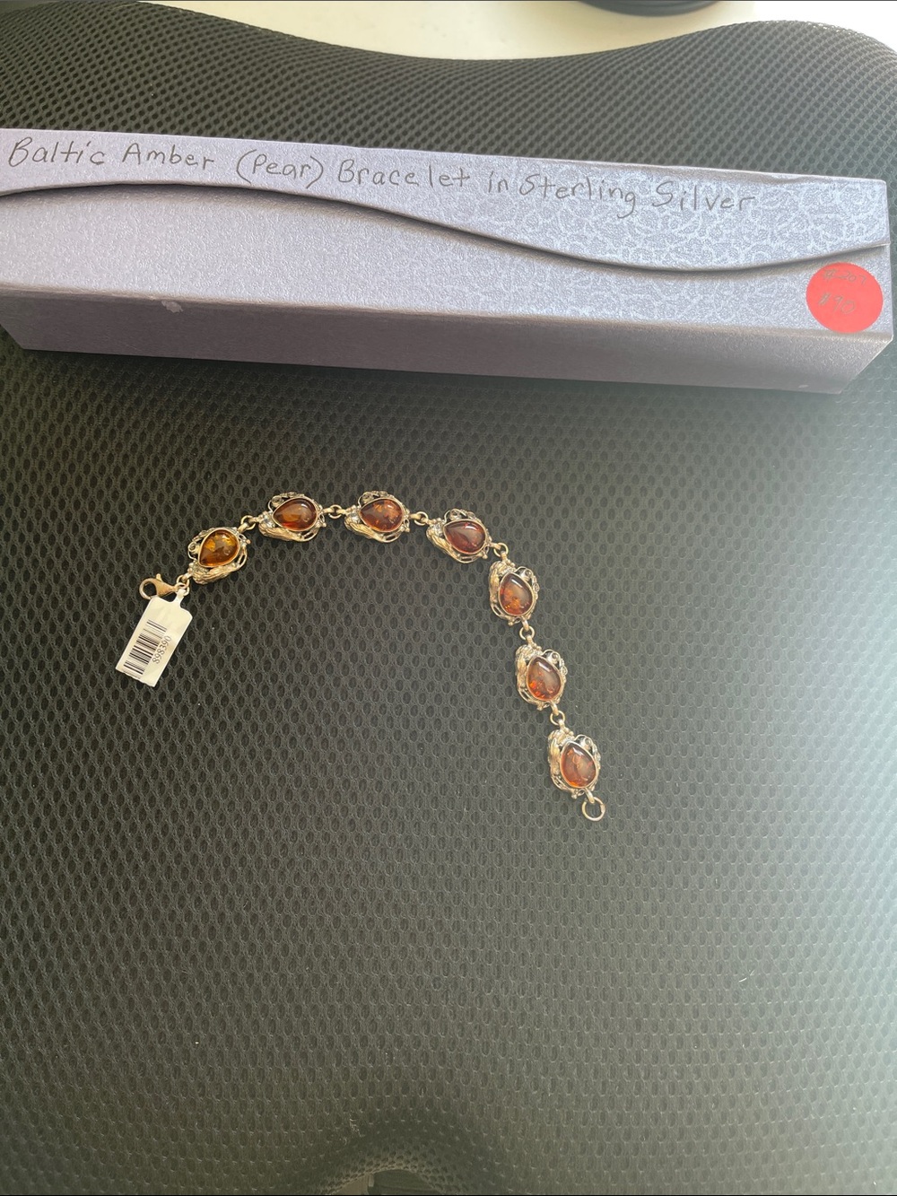 Sterling Silver Baltic Amber Bracelet - Honey Amber